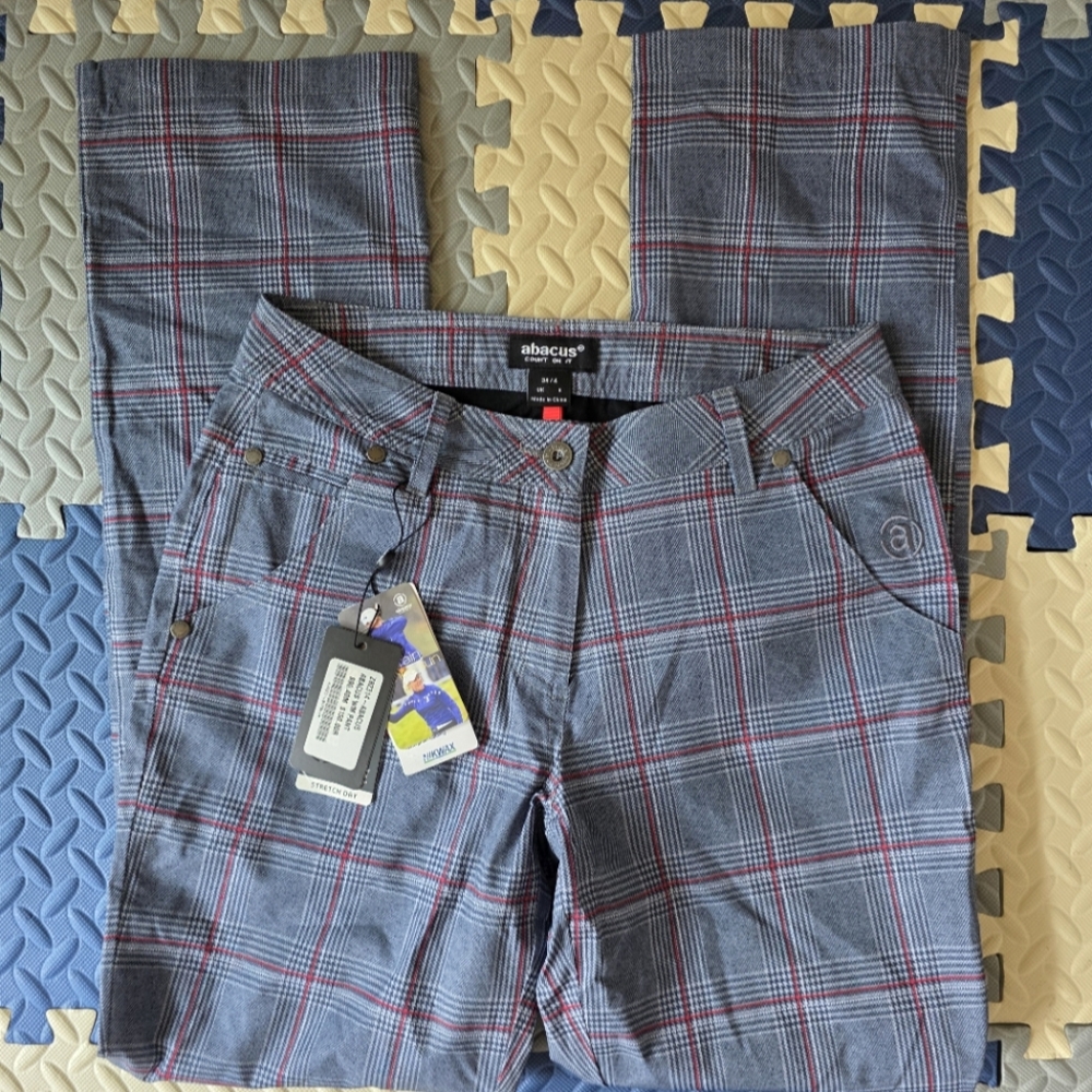 NWT‎ Abacus Gray Plaid Stretch Dry Trousers Windproof Water Resistance Sz. 4 - Picture 3 of 5